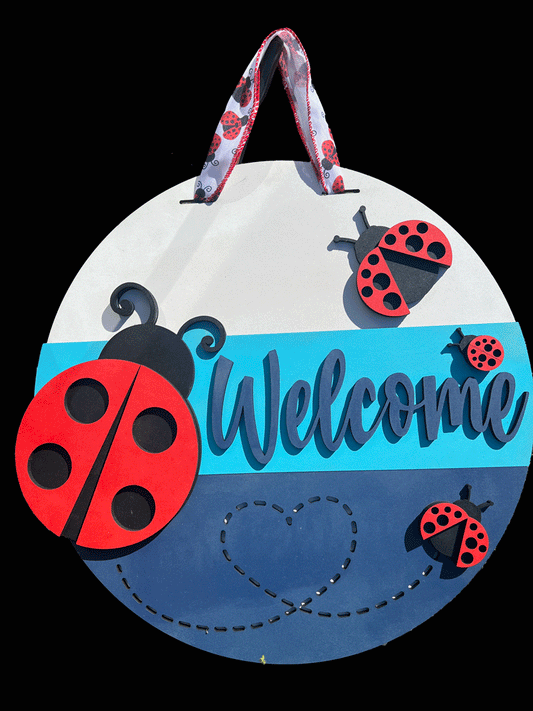 15 Inch Ladybug Welcome Sign
